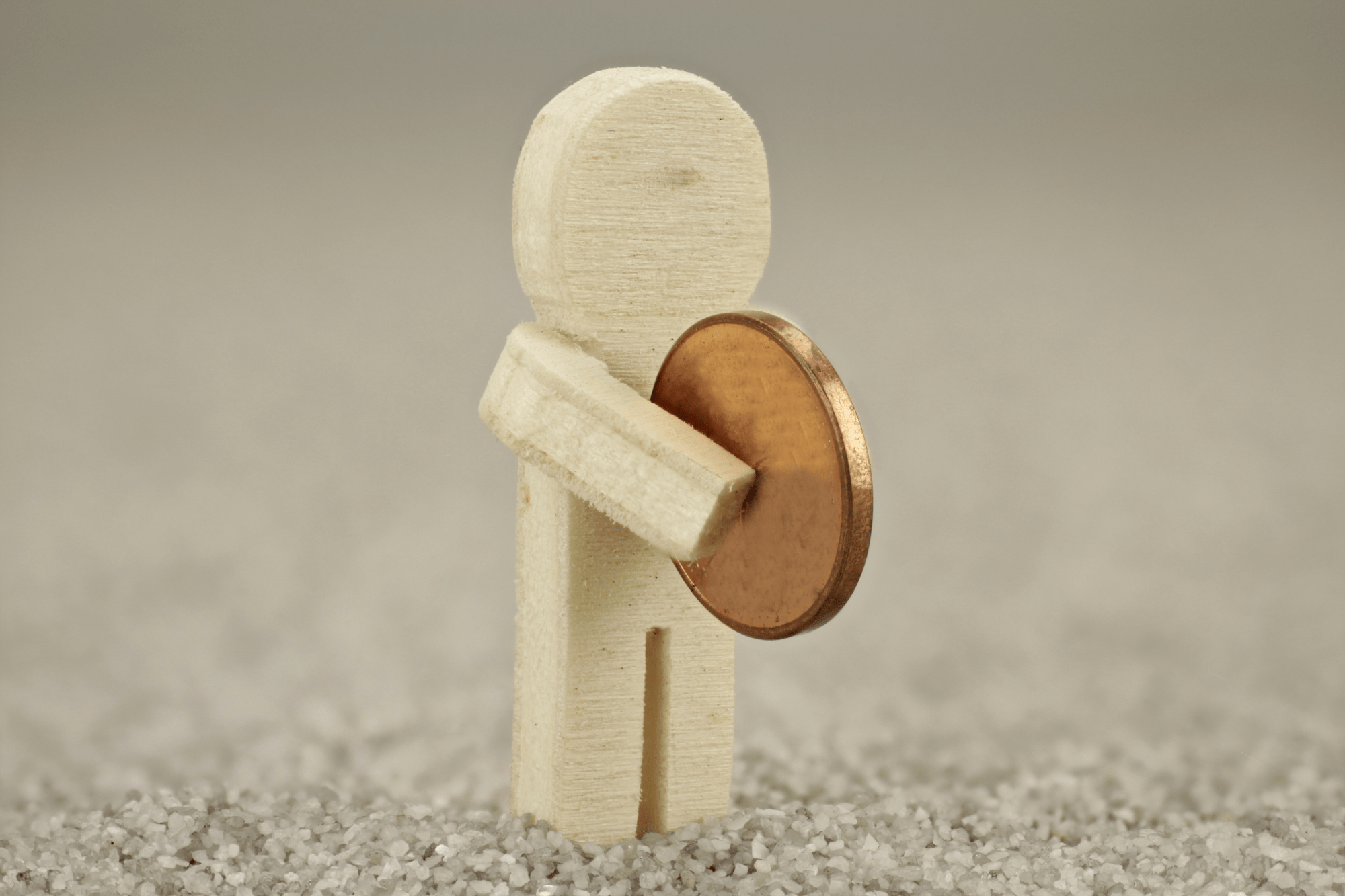 Affordable fees - Felt man with small coin